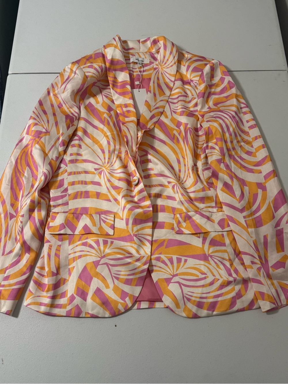 Women's Pink & Yellow Patterned Blazer
